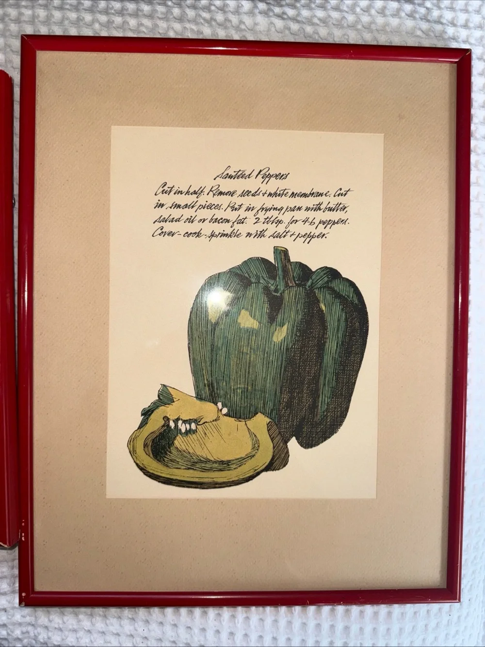 Red Framed Watermelon & Pepper Art 60’s/70’s Art Prints - Kitchen Wall Decor